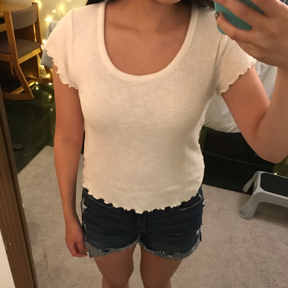 Abercrombie and Fitch Lettuce Hem Scoop Neck Top